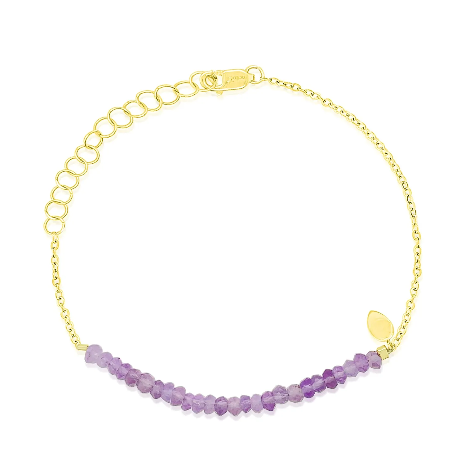 Yellow Gold Amethyst Half Beaded Bracelet sold by Meira T