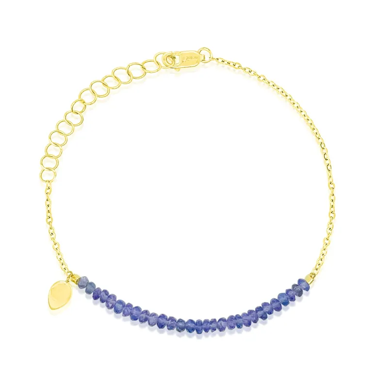 Yellow Gold Tanzanite Half Beaded Bracelet made by Meira T