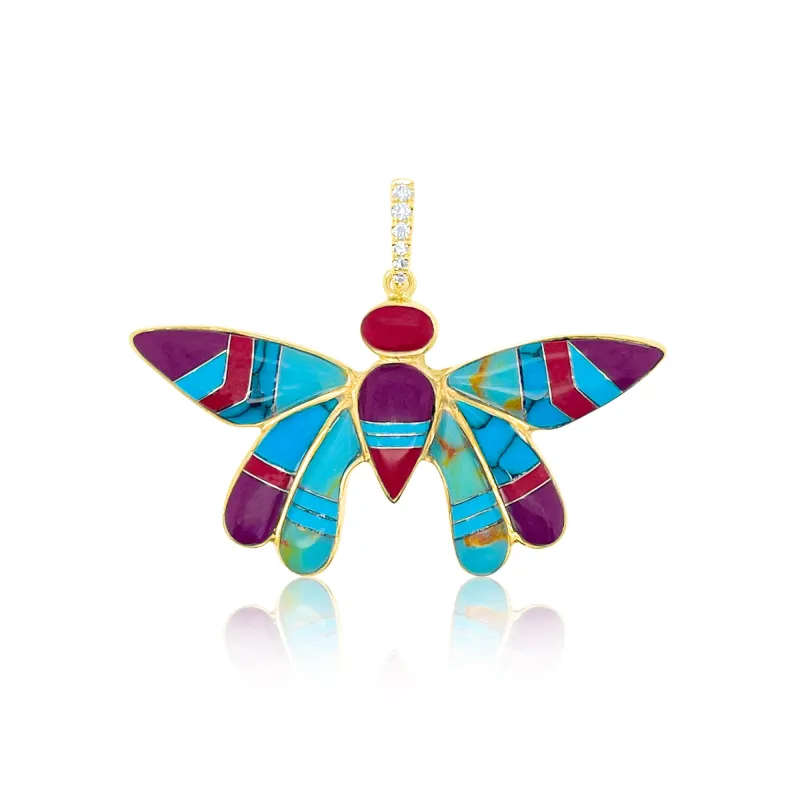 14kt Yellow Gold and Diamond Mosaic Butterfly Charm made by Meira T
