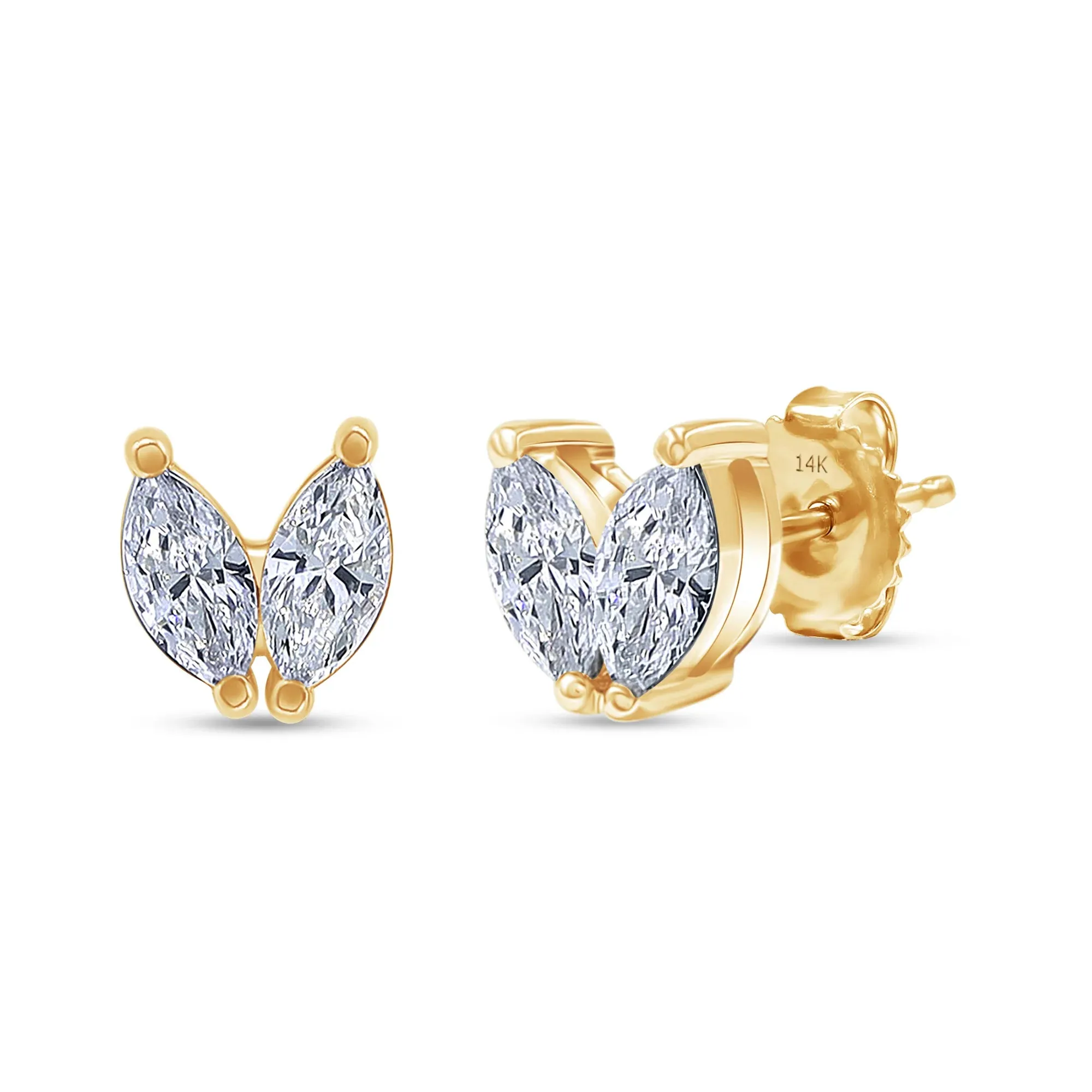 Lab Grown 14k Two Marquise Cut Diamond Studs sold by Meira T