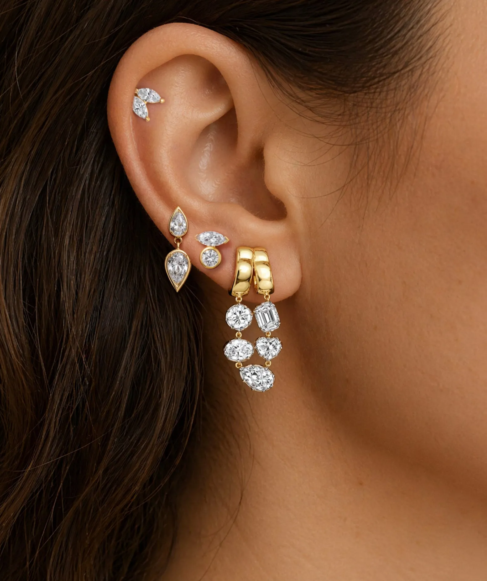 Lab Grown 14k Two Marquise Cut Diamond Studs sold by Meira T product image thumbnail 3
