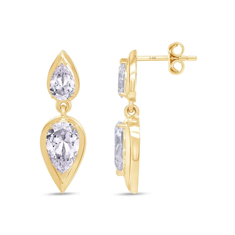Lab Grown 14k Double Pear Cut Studs made by Meira T