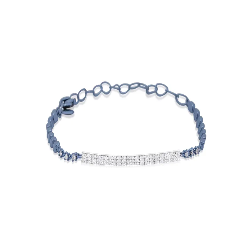Blue Rhodium Silver White Gold Diamond Bracelet made by Meira T