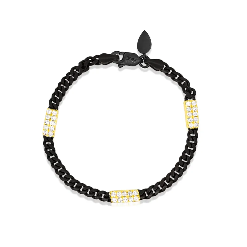 Black Rhodium Gold and Silver Bracelet made by Meira T