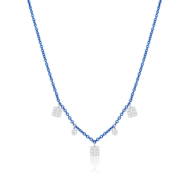 Blue Rhodium Disc Necklace made by Meira T