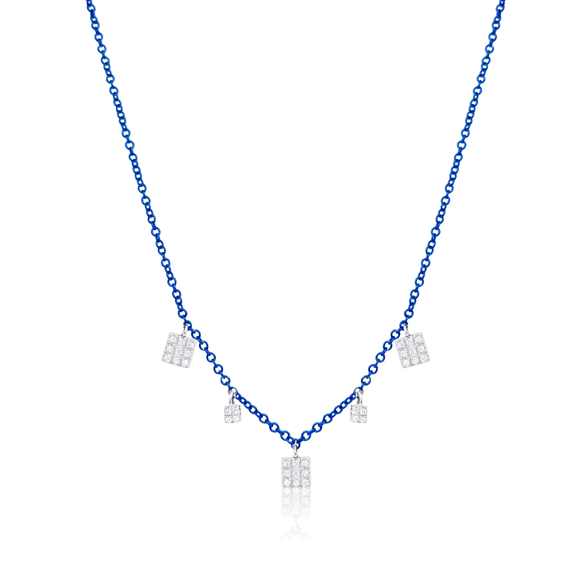 Blue Rhodium Disc Necklace sold by Meira T