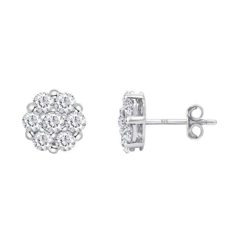 Silver and Lab Grown Flower Studs made by Meira T