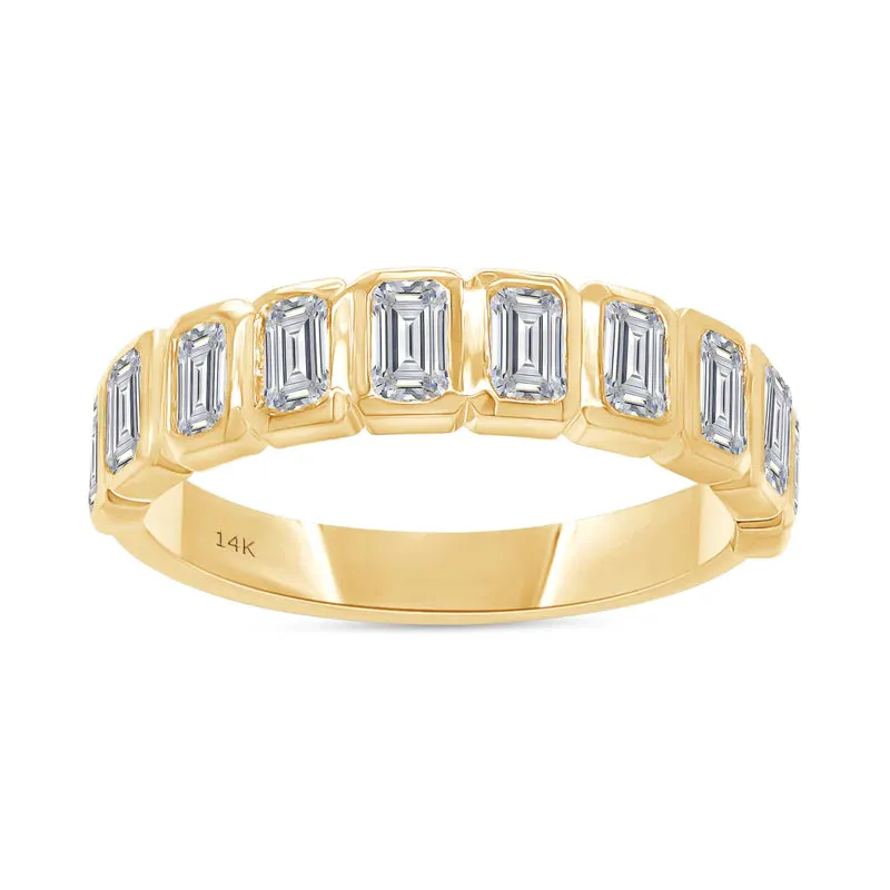 Emerald Cut Lab Grown Bezel Set Half Band sold by Meira T