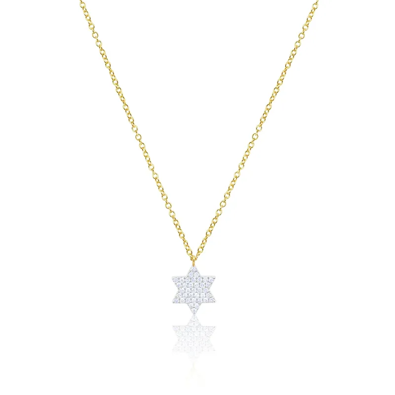 Yellow Gold Jewish Star Necklace made by Meira T