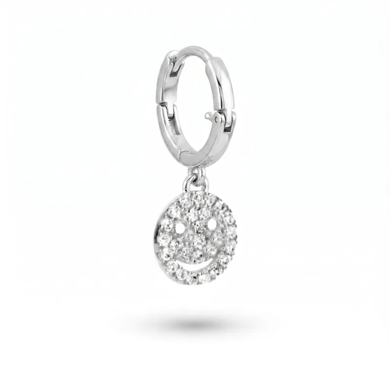Smiley Face Charm Diamond 14kt White Gold and Diamonds made by Meira T