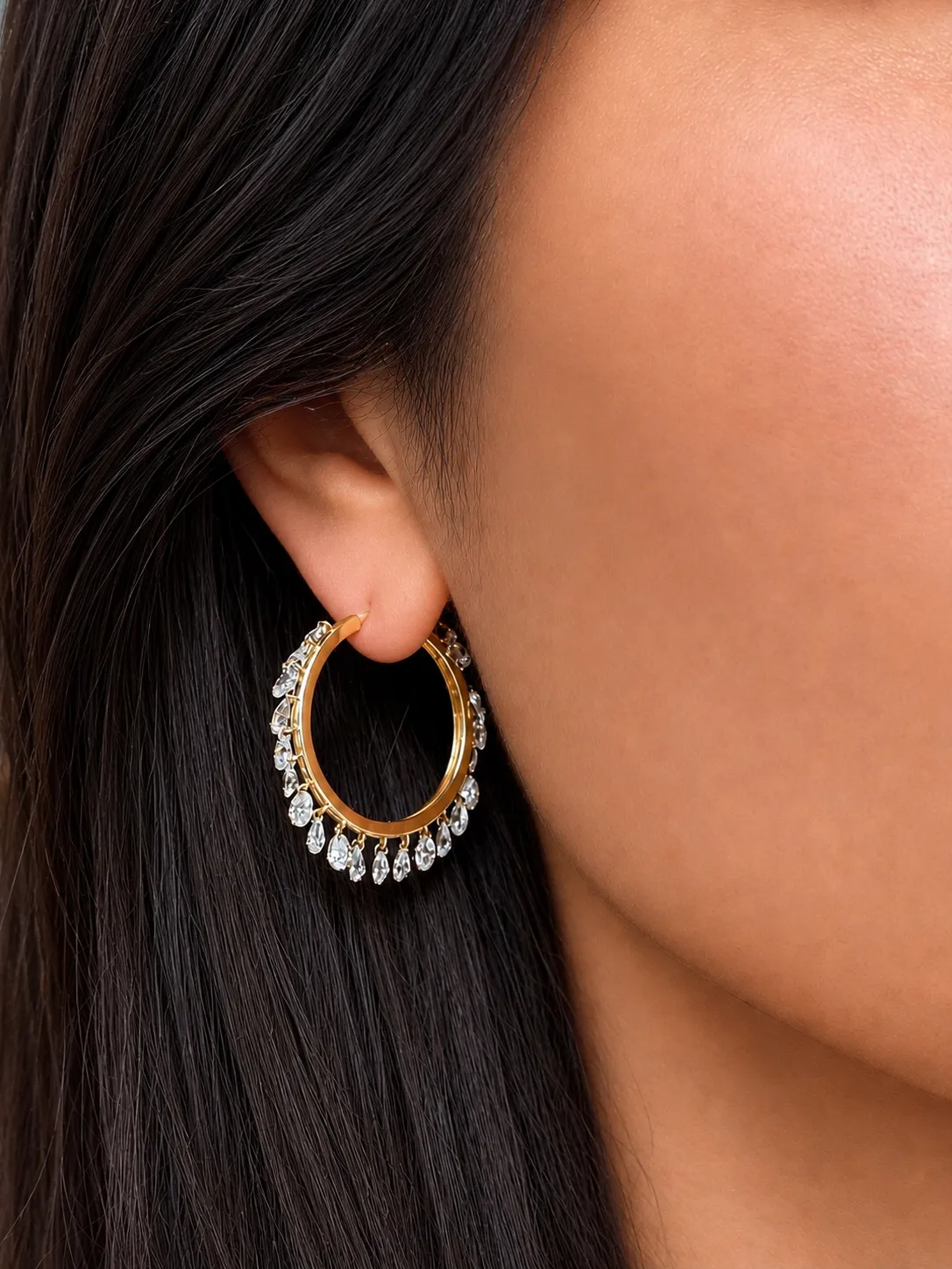 Drilled Lab Grown Diamond Fringe Hoop sold by Meira T product image thumbnail 2