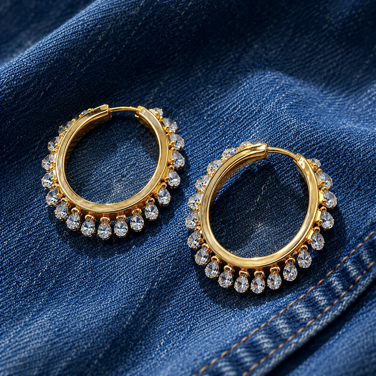 Drilled Lab Grown Diamond Fringe Hoop sold by Meira T product image thumbnail 3
