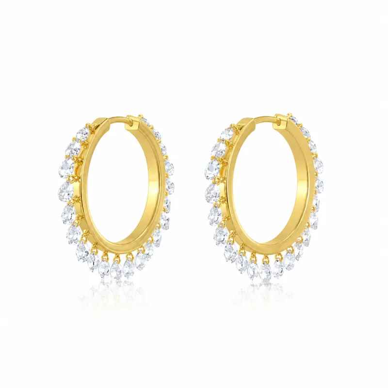 Drilled Lab Grown Diamond Fringe Hoop made by Meira T