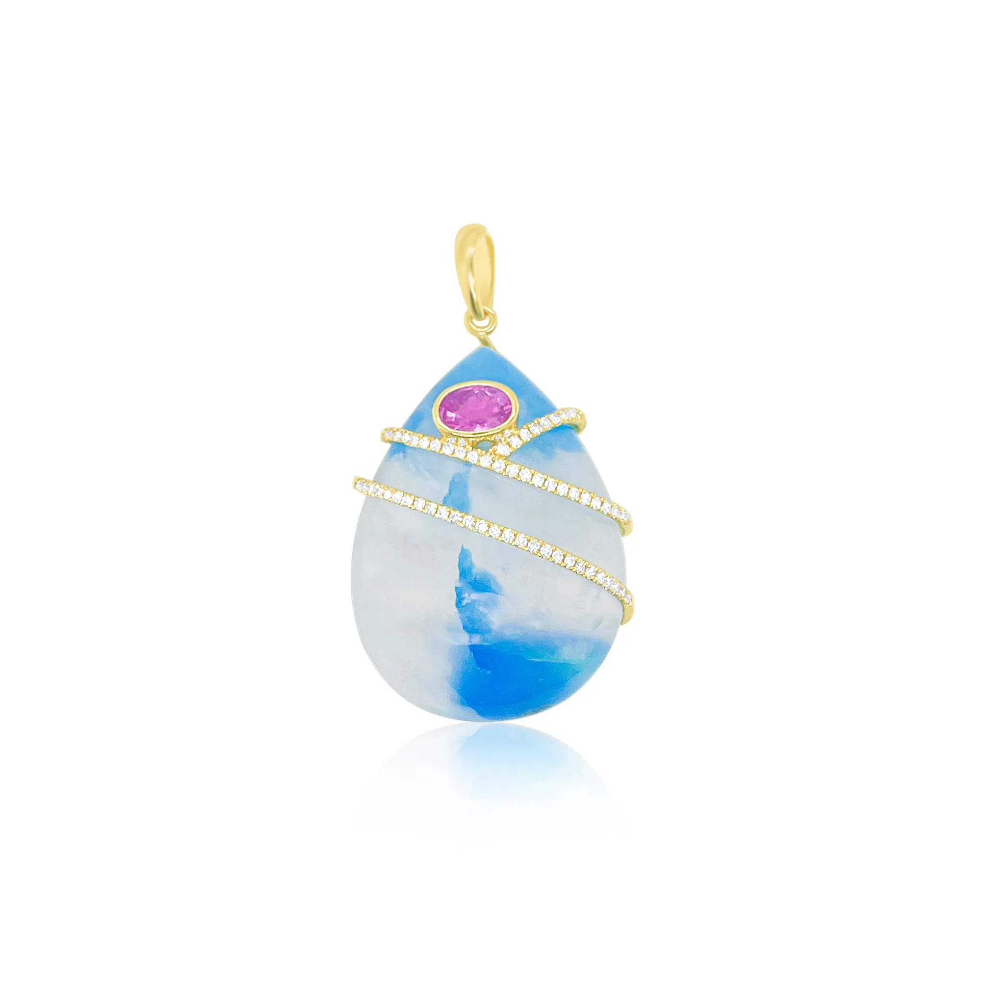 Azurite and Pink Sapphire Pendant sold by Meira T