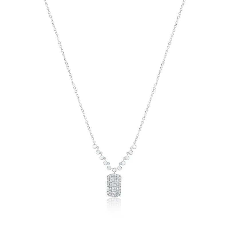 White Gold Diamond Tag Necklace made by Meira T