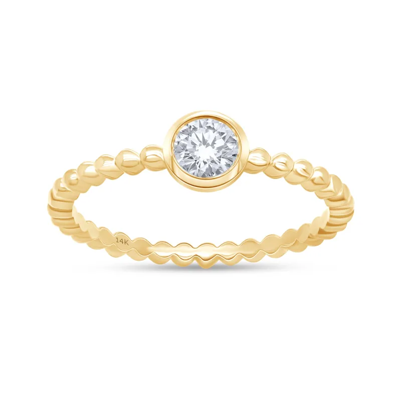 Lab Grown 14k Twist Band Solo Diamond Ring made by Meira T