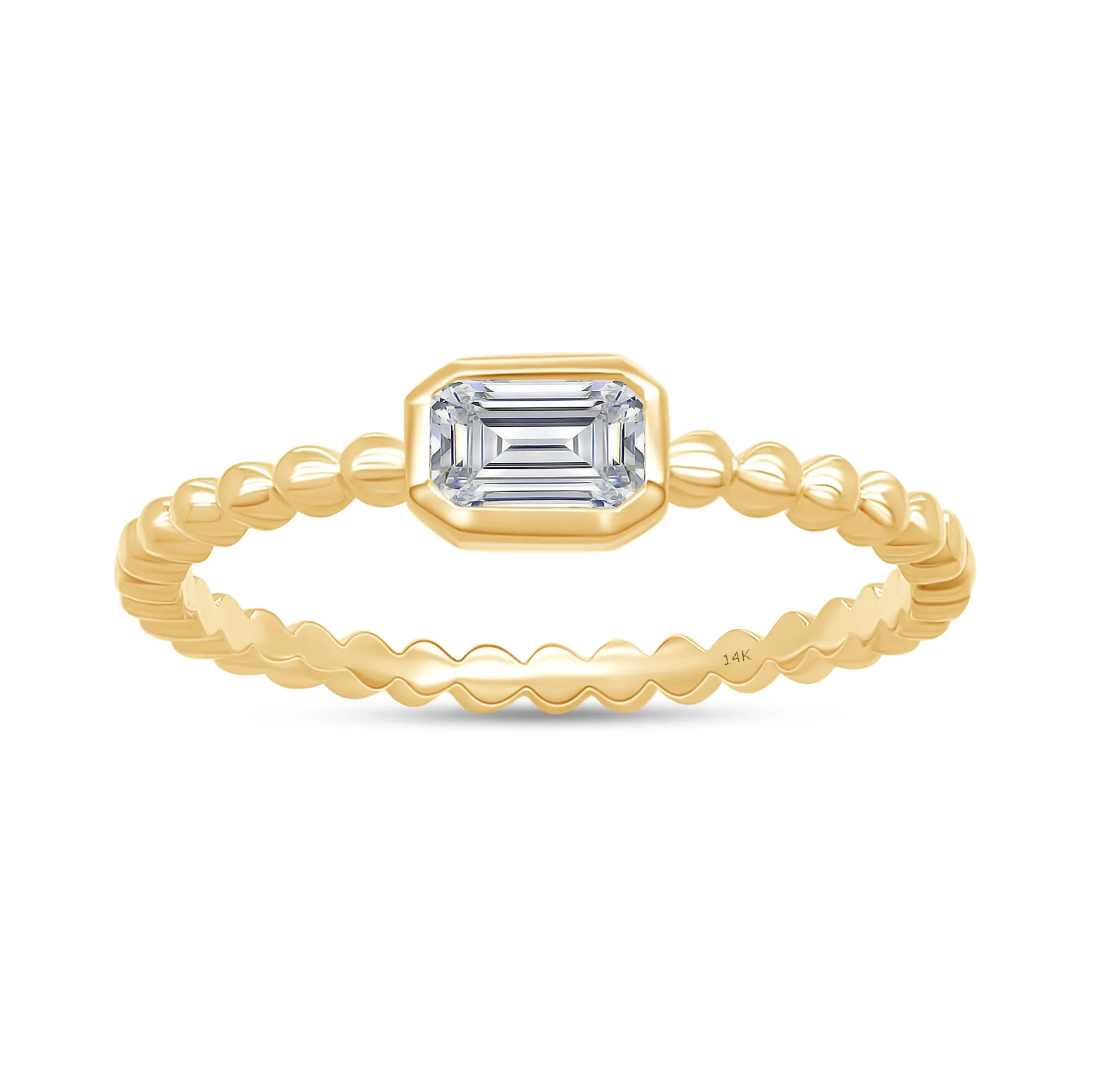 Lab Grown 14k Twist Band Emerald Cut Ring sold by Meira T