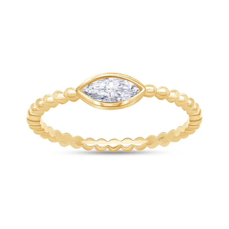 Lab Grown 14k Twist Band Marquise Cut Ring made by Meira T