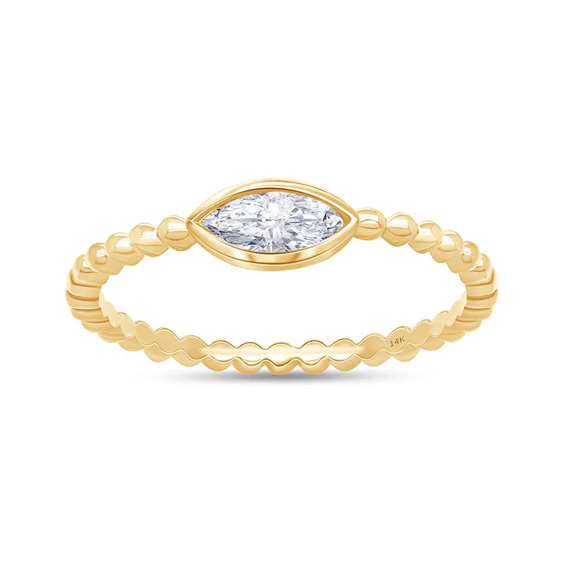 Lab Grown 14k Twist Band Marquise Cut Ring sold by Meira T