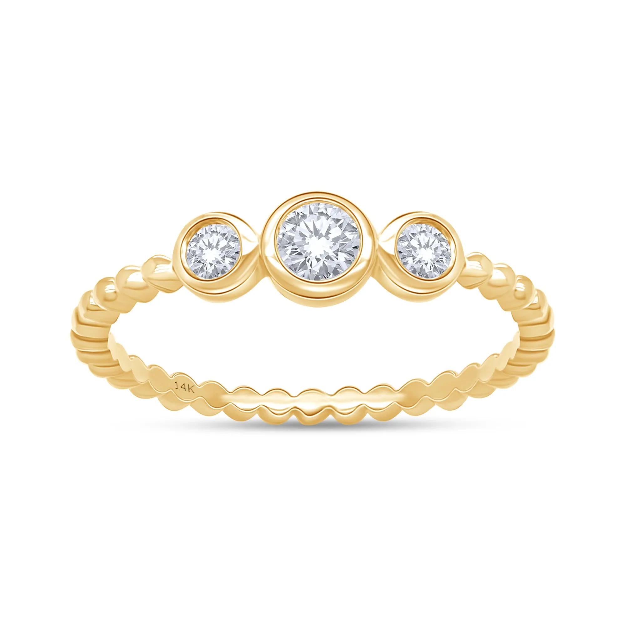 Lab Grown 14k Twist Band Triple Diamond Ring sold by Meira T