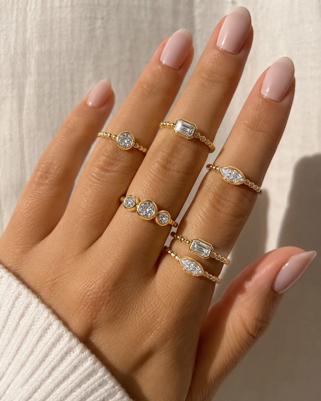 Lab Grown 14k Twist Band Triple Diamond Ring sold by Meira T product image thumbnail 3