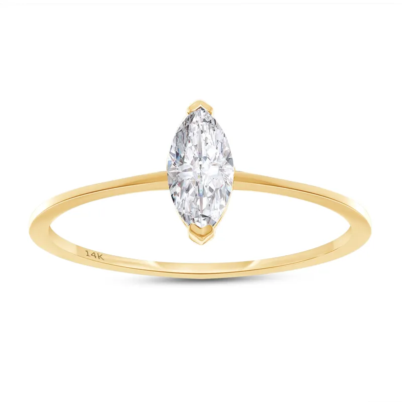Lab Grown 14k Solo Marquise Cut Diamond Ring made by Meira T