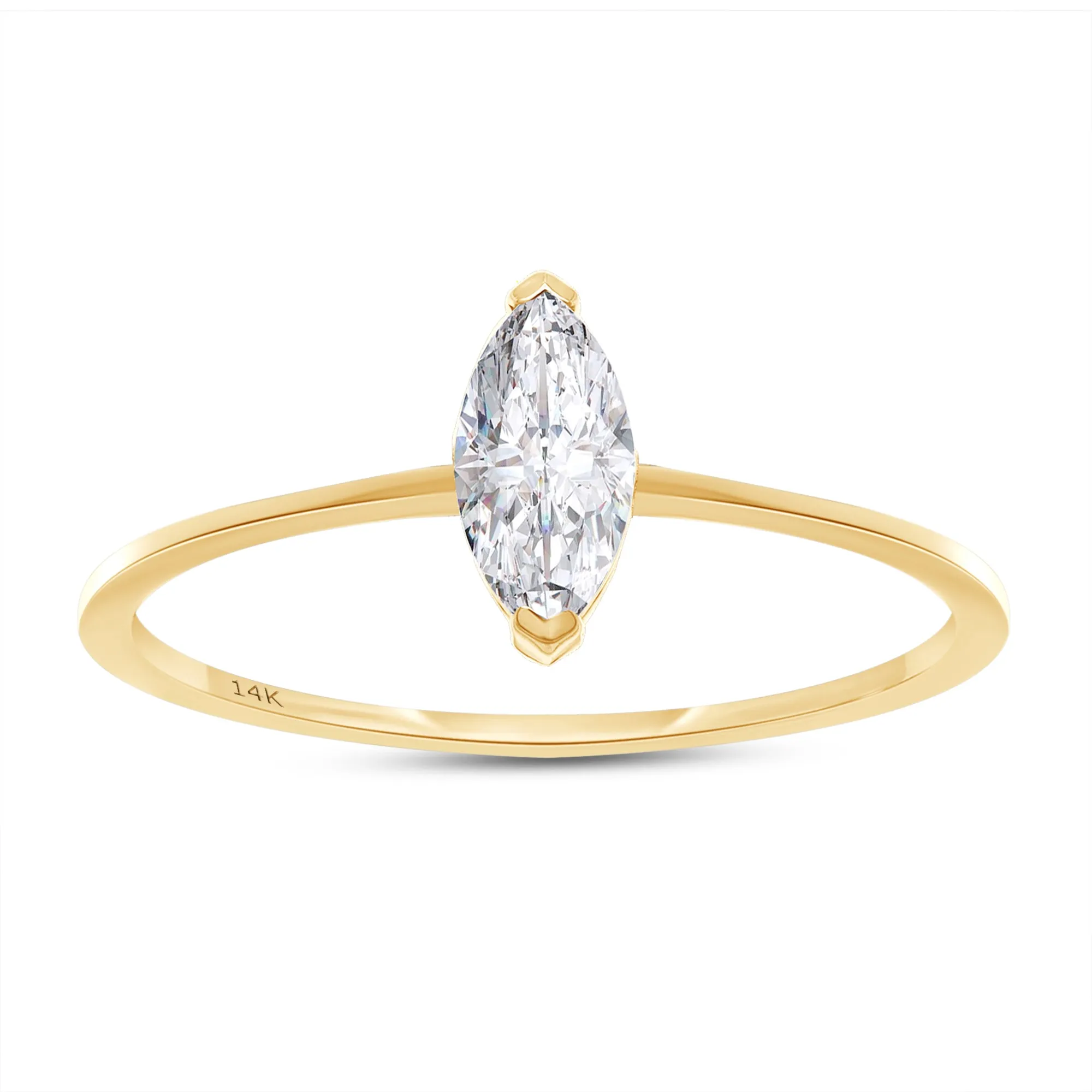 Lab Grown 14k Solo Marquise Cut Diamond Ring sold by Meira T
