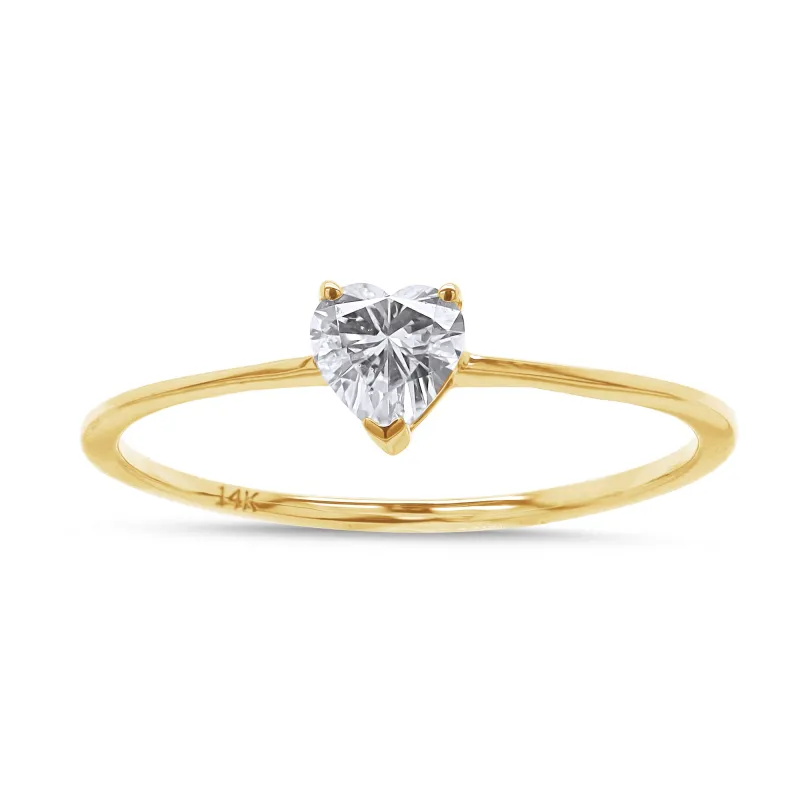 Lab Grown 14k Solo Diamond Heart Ring made by Meira T