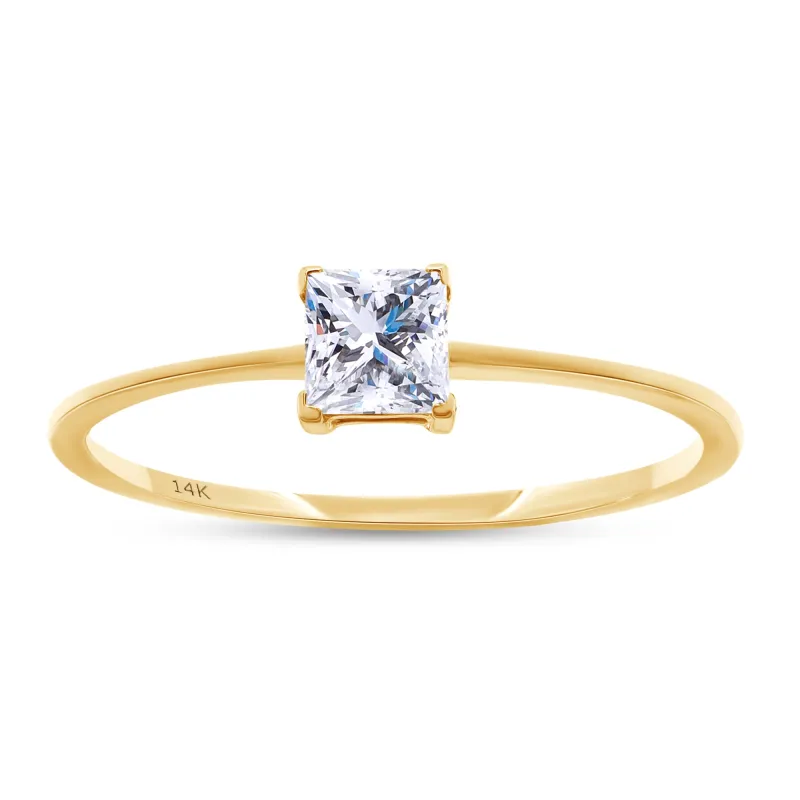 Lab Grown 14k Princess Cut Diamond Ring made by Meira T