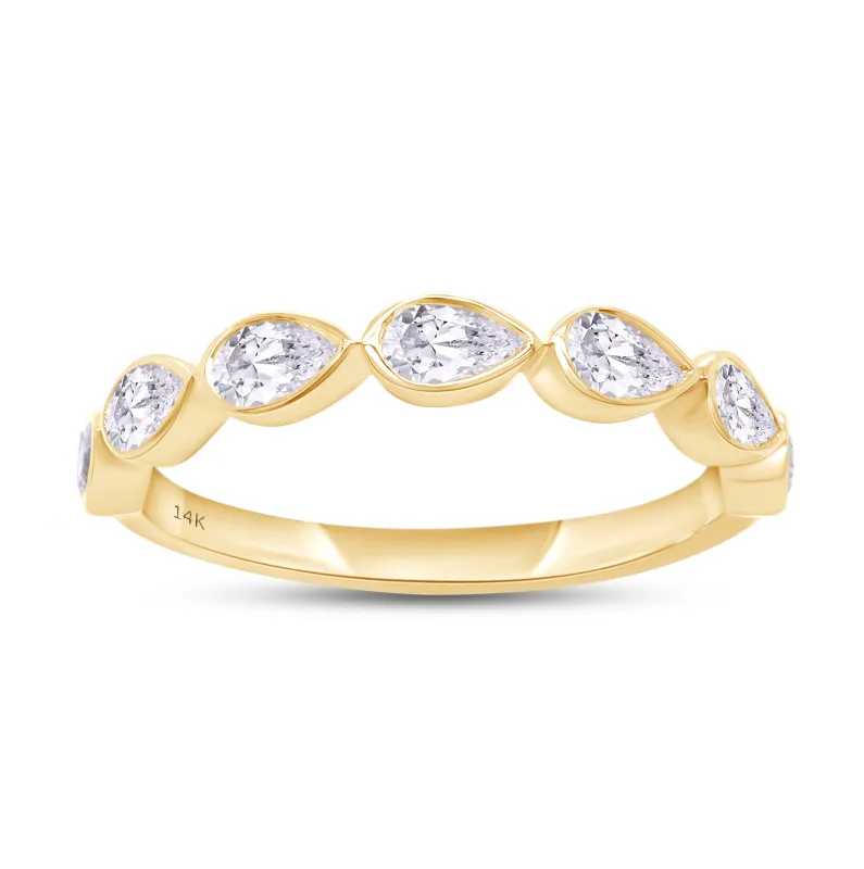Lab Grown 14k Pear Cut Wrapped Ring made by Meira T