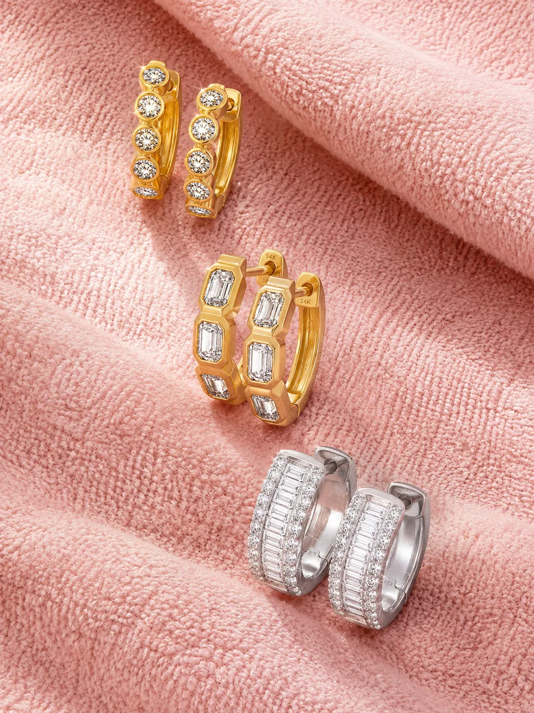 Lab Grown 14k Round Cut Diamond Hoops sold by Meira T product image thumbnail 2