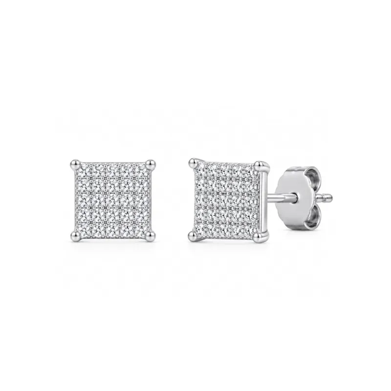 Lab Grown Pave Diamond Silver Studs made by Meira T