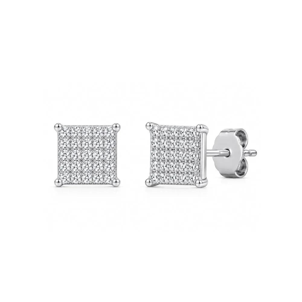 Lab Grown Pave Diamond Silver Studs sold by Meira T