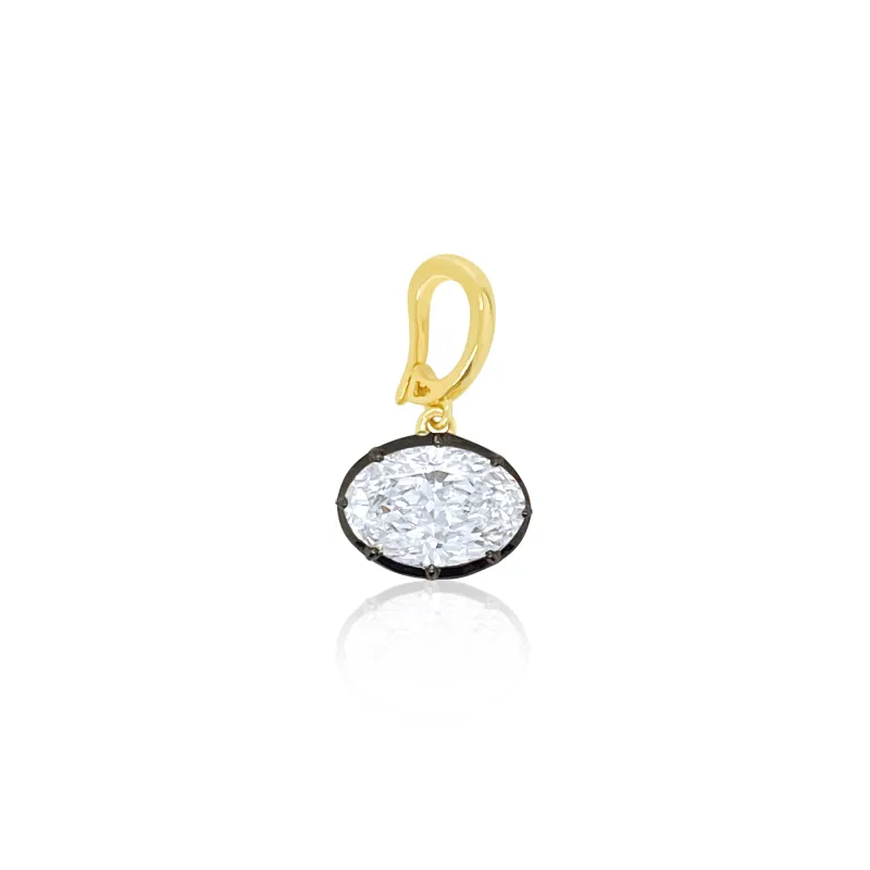 14kt Yellow Gold Lab Grown Diamond Oval Pendant made by Meira T