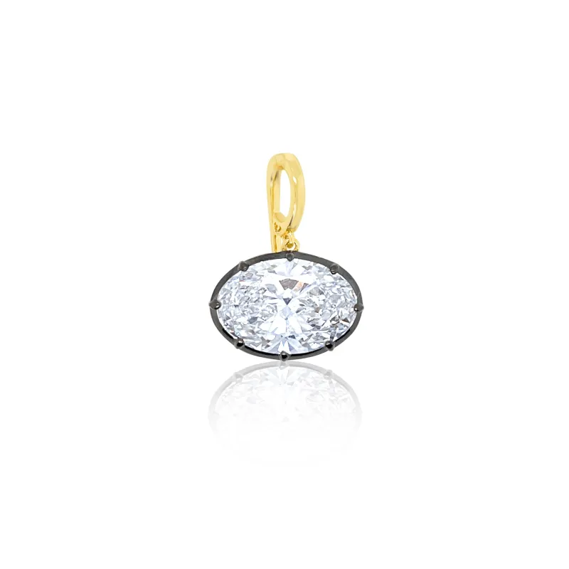 14kt Yellow Gold Lab Grown Diamond Large Oval Pendant made by Meira T