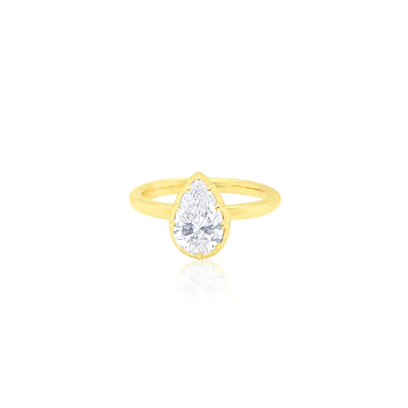 14kt Yellow Gold Lab Grown Diamond Pear Cut Ring made by Meira T