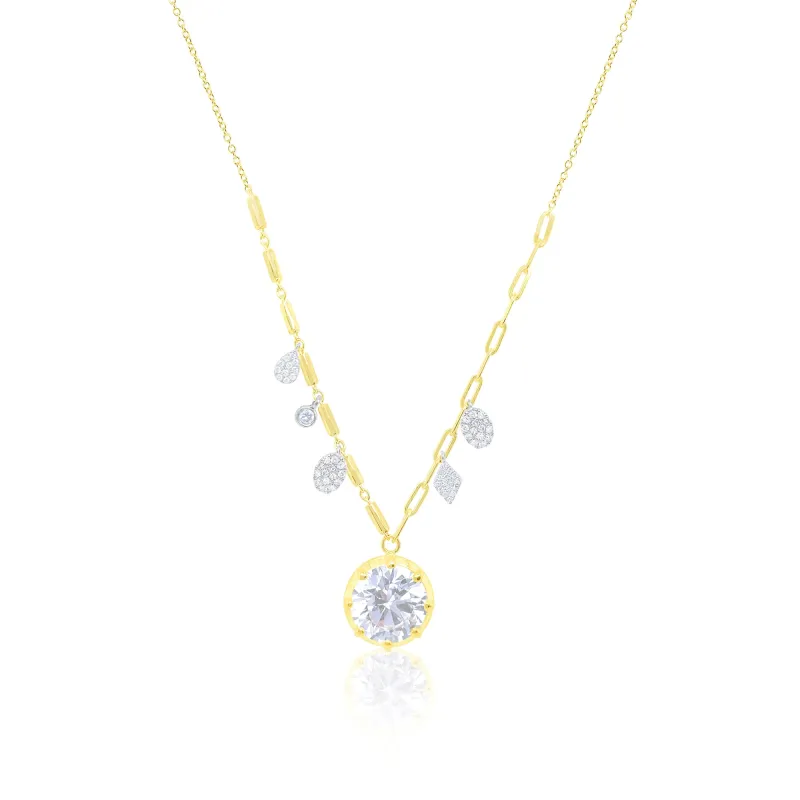 Yellow Gold Lab Round Diamond Fringe Necklace 3.5 ct made by Meira T