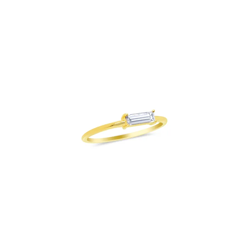 14kt Yellow Gold Stack Ring Lab Grown Bagutte made by Meira T
