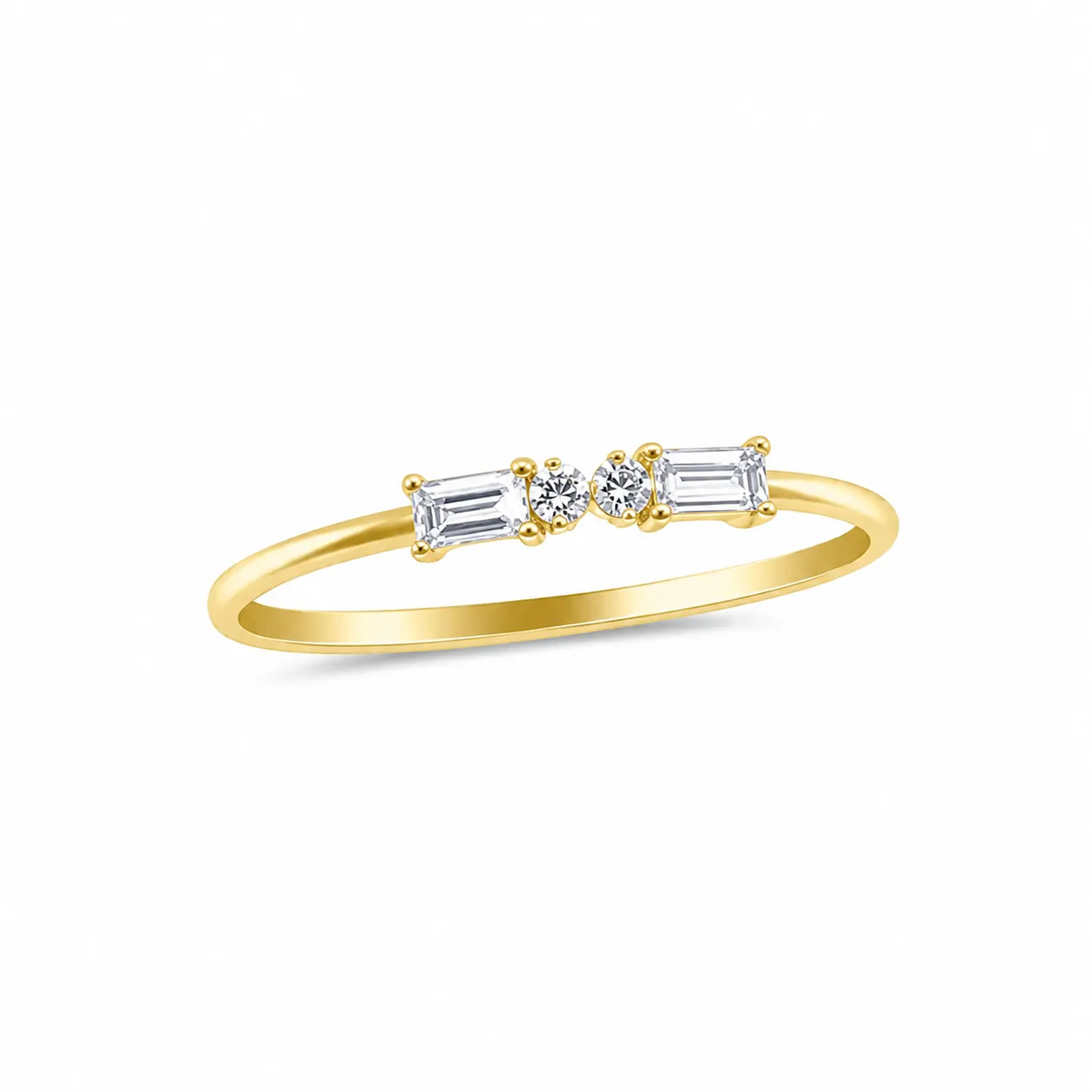 14kt Yellow Gold Diamond Baguette and Round Ring Lab Grown Diamonds sold by Meira T