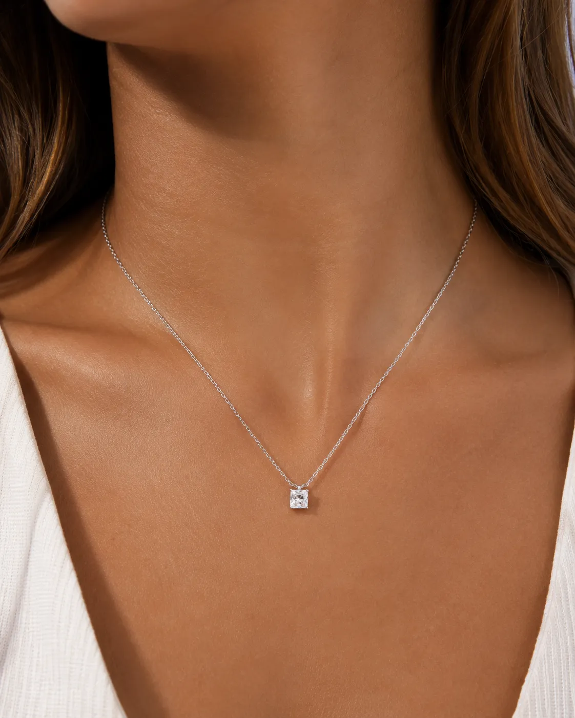 White Gold 1 ct Lab Grown Diamond Necklace sold by Meira T product image thumbnail 2
