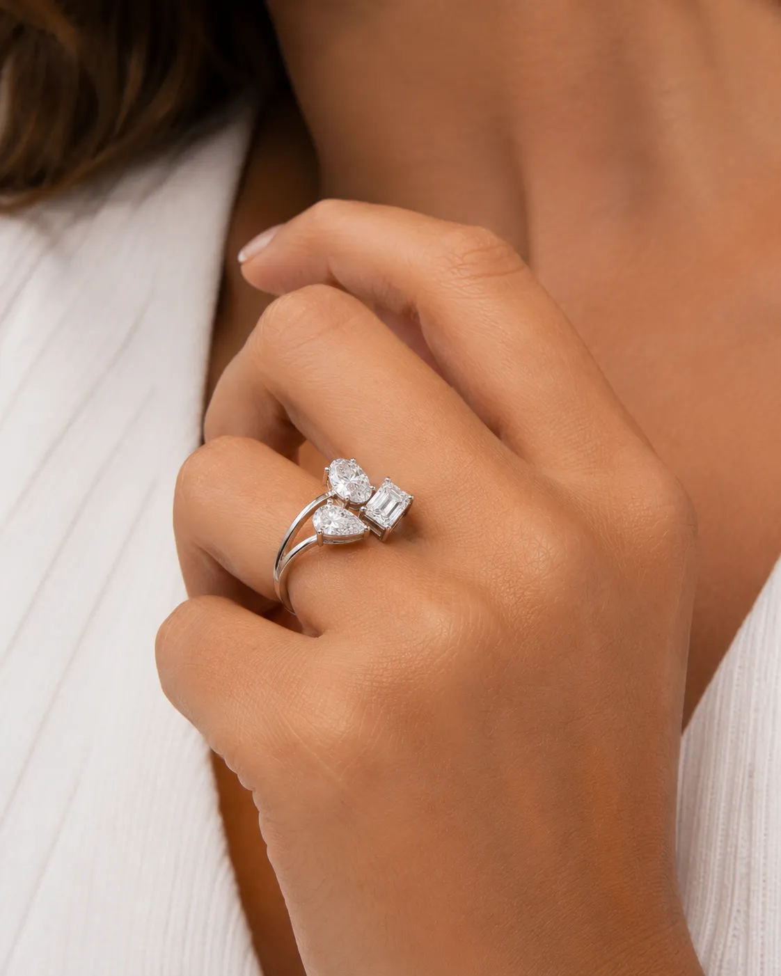 White Gold Fancy Shape Cocktail Ring sold by Meira T product image thumbnail 2