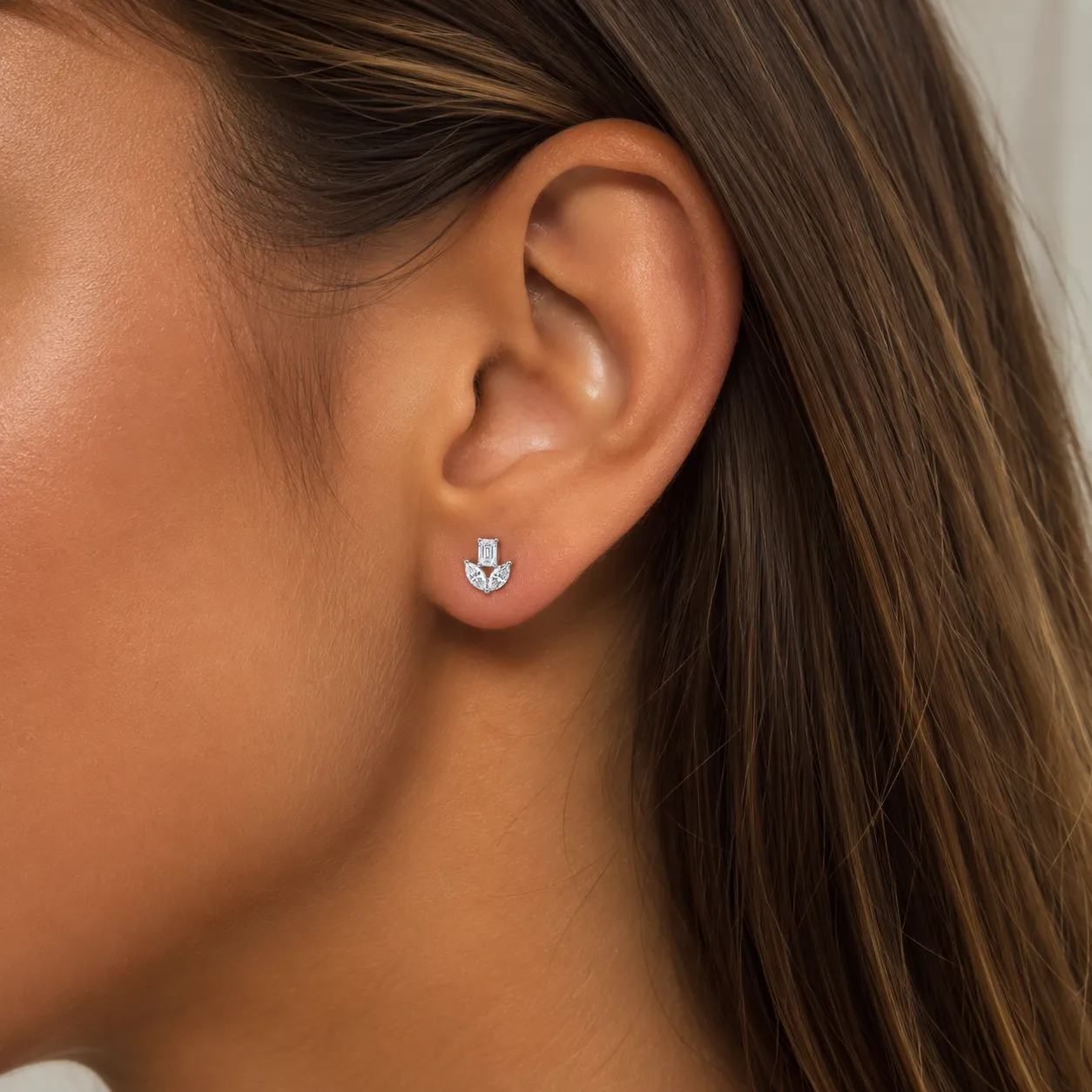 White Gold Fancy Shape Cluster Earrings sold by Meira T product image thumbnail 2