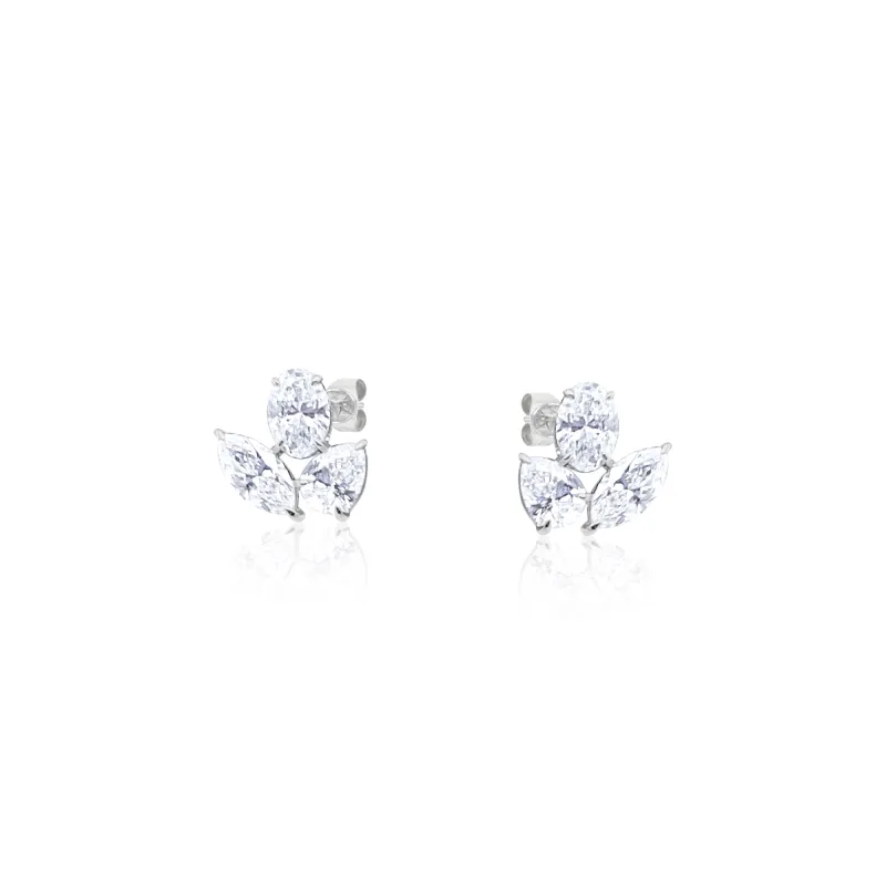 Lab Grown 14kt White Gold Multi Diamond Studs made by Meira T