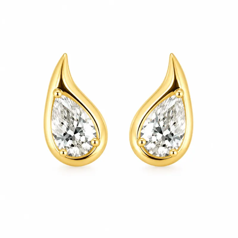 Pear Shape Lab Grown Stud made by Meira T
