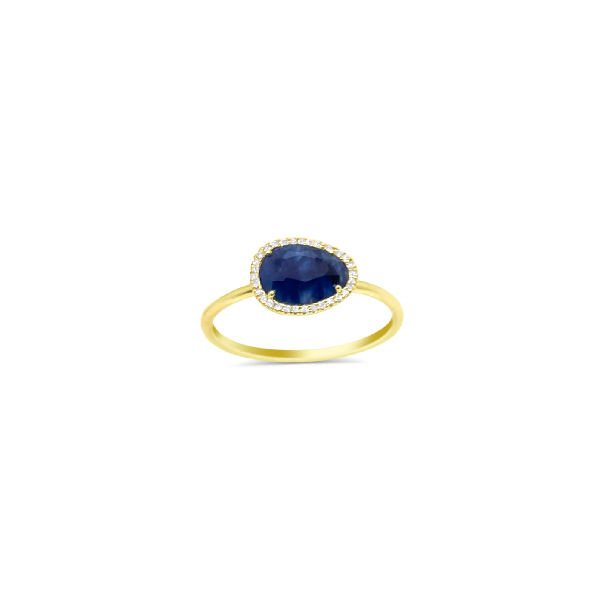 14kt Yellow Gold Blue Sapphire Diamond Ring sold by Meira T