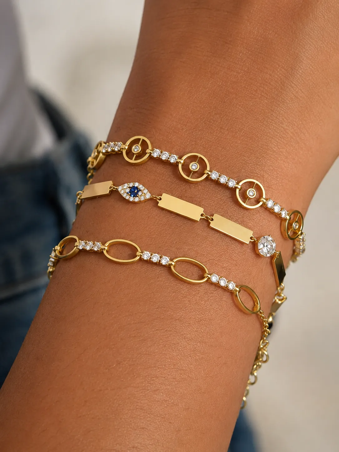 14k gold and diamond symbolic bracelet sold by Meira T product image thumbnail 2