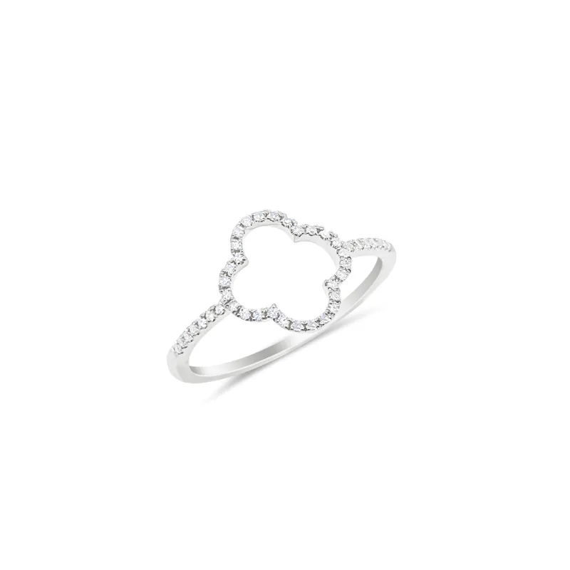 14kt White Gold Diamond Clover Ring made by Meira T