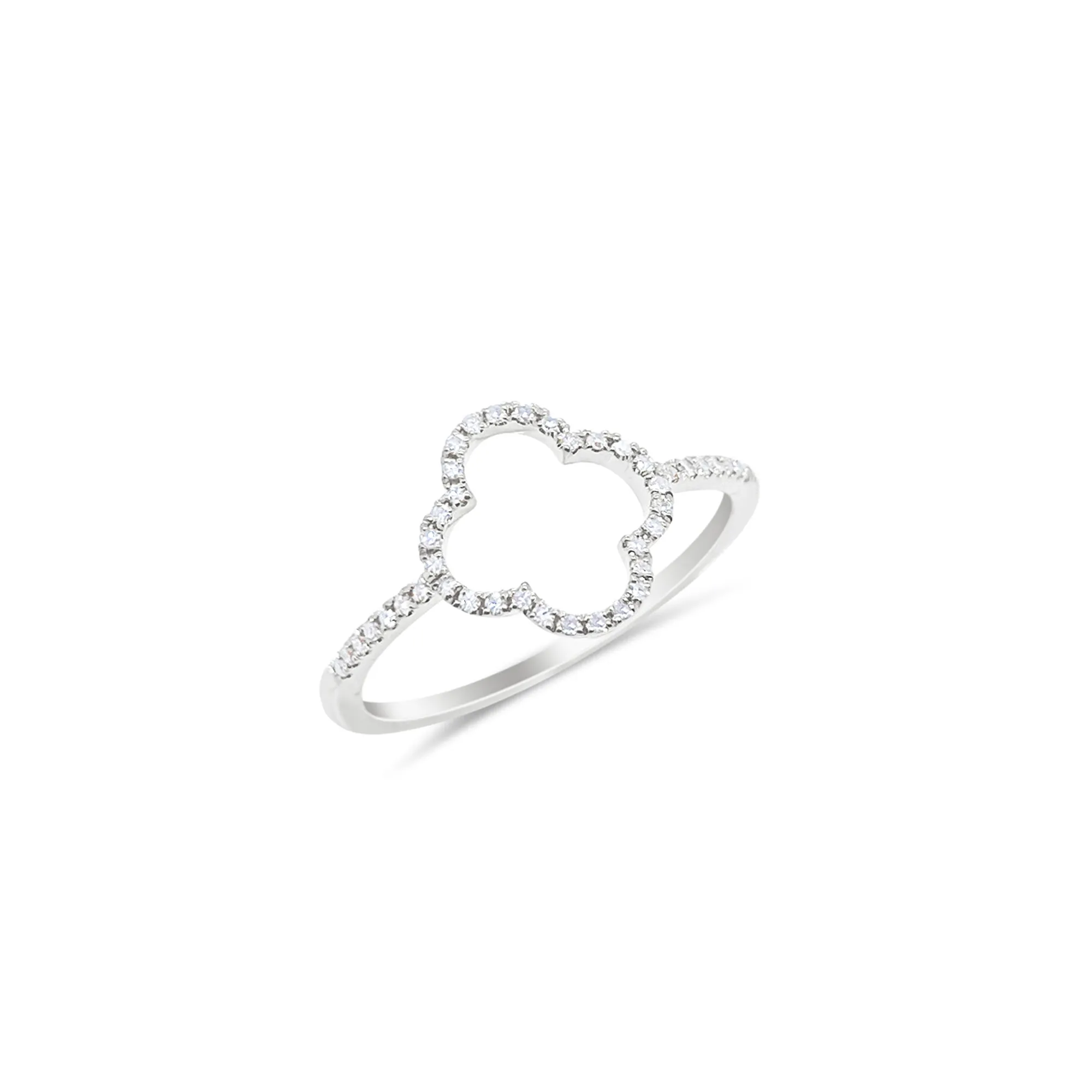 14kt White Gold Diamond Clover Ring sold by Meira T