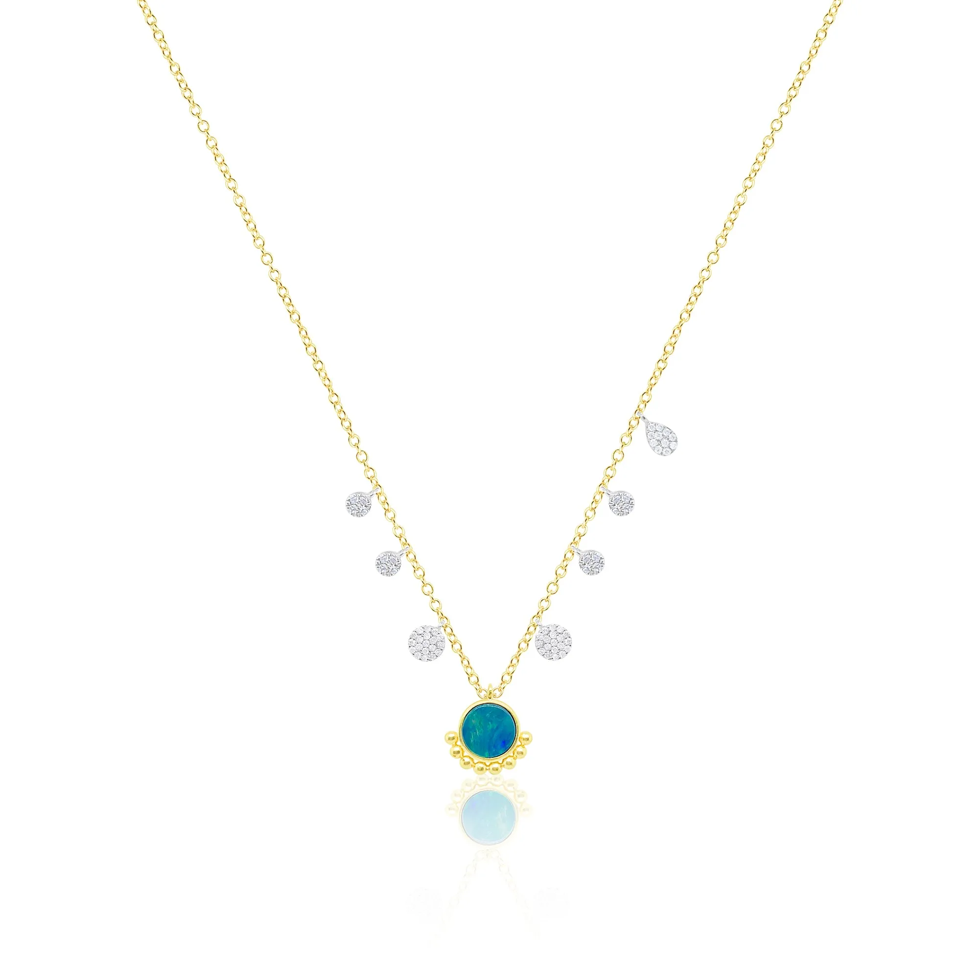 Opal and Diamond 14kt Yellow Gold Necklace sold by Meira T