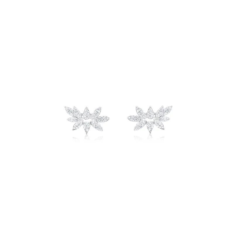 14kt White Gold Diamond Leaf Earrings made by Meira T